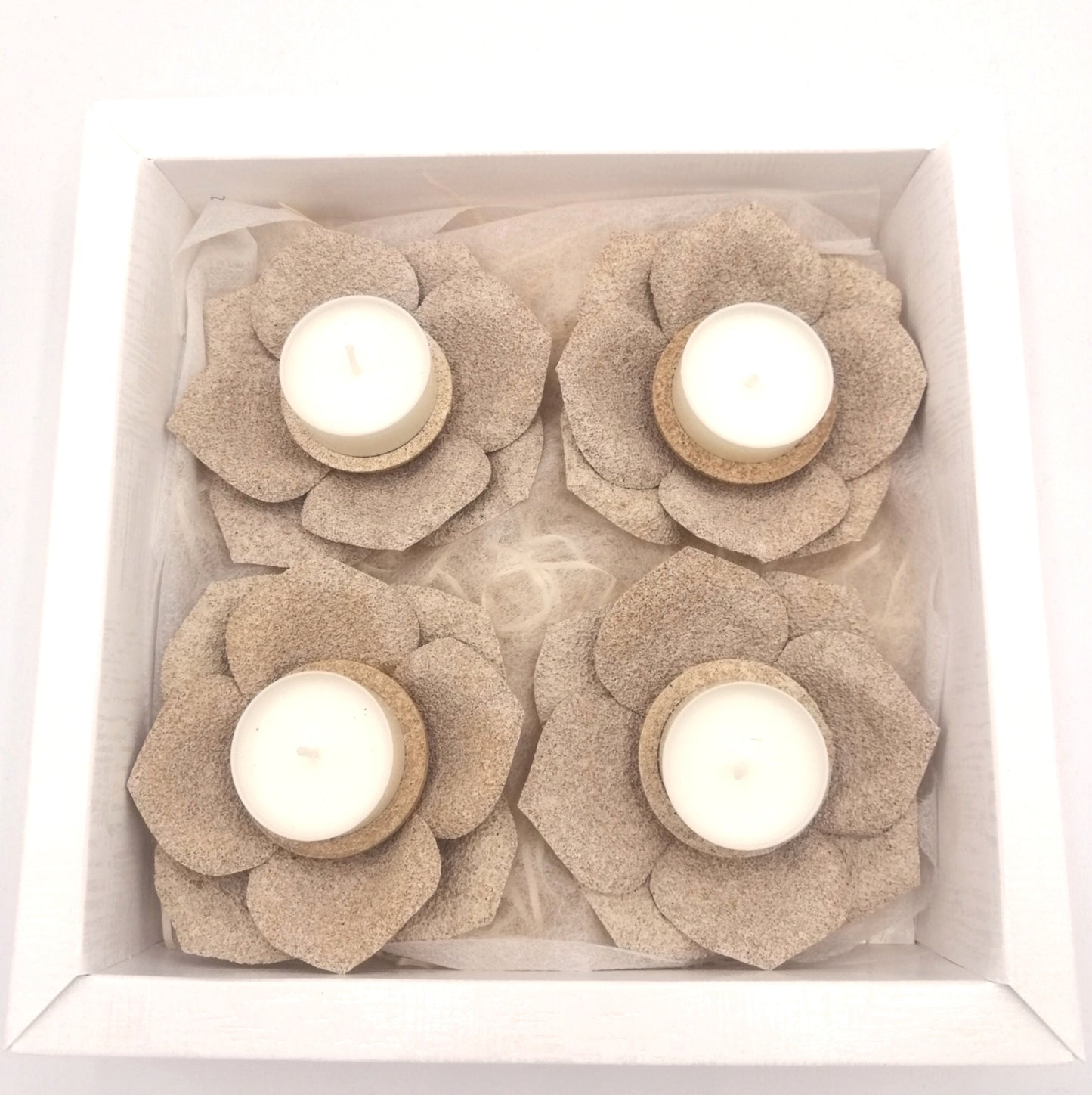 Porta candele con petali (conf. da 4 pezzi) - fabris-solutions-sas